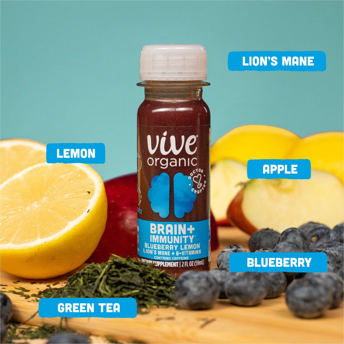 Vive Organic Brain + Immunity Blueberry Lemon Wellness Shot - 12 Pack - image 3