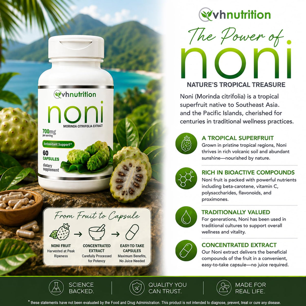VH Nutrition NONI 700mg Antioxidant Supplement - 60 Capsules - image 4