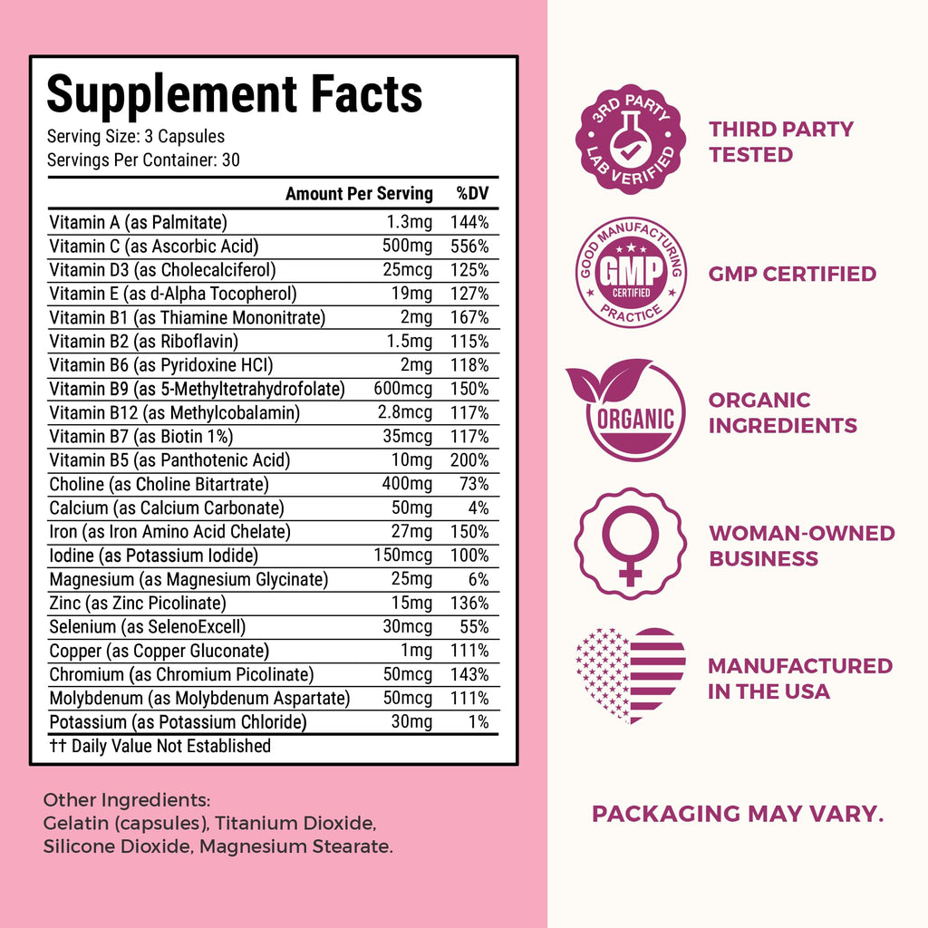 VITA-PCOS Prenatal Vitamins Multivitamin Blend - 60 Capsules - image 2