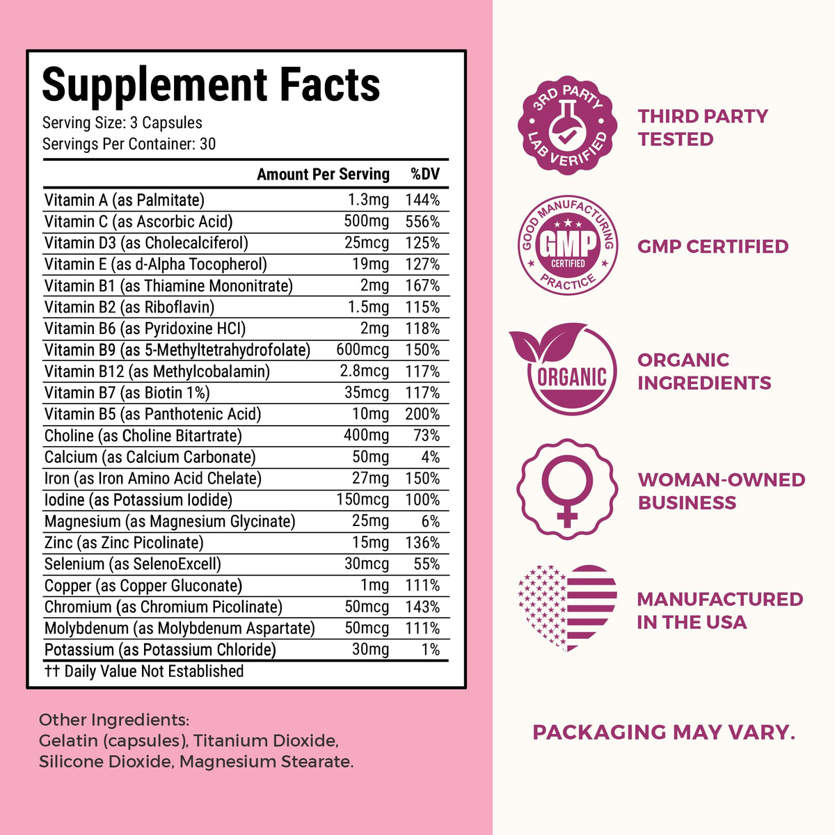 VITA-PCOS Prenatal Vitamins Multivitamin Blend - 60 Capsules - image 2