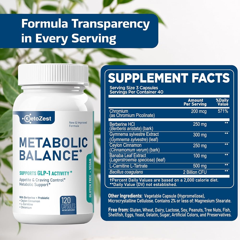 KetoZest GLP-1 Support Liposomal Berberine - 120 Capsules - image 7