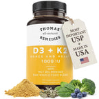 Thomas' All-Natural Remedies D3 + K2 1000 IU - 120 Capsules - image 2