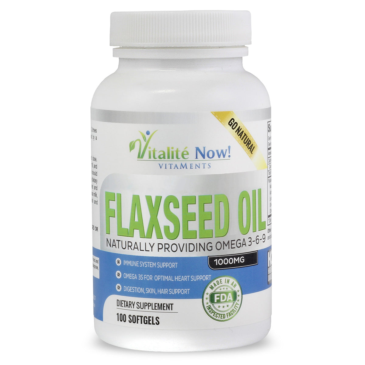 Vitalité Now! Organic Flaxseed Oil Softgels - Premium