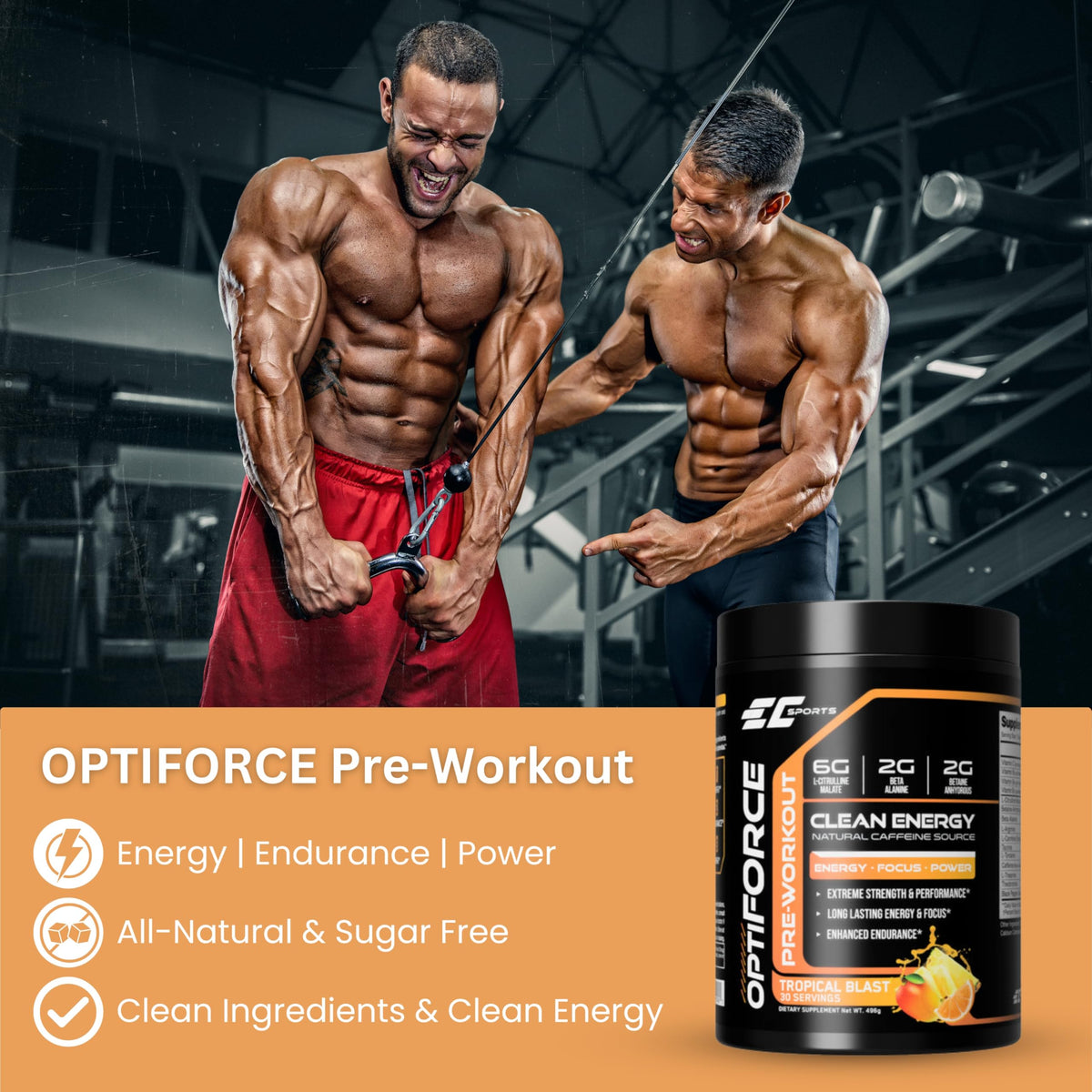 EC Sports, OptiForce Pre-Workout, Clean Energy, 6G Citrulline