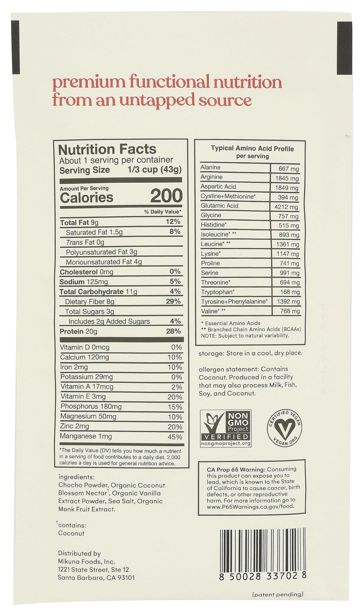 Mikuna Vanilla Chocho Protein Powder - 1.52 oz - image 2