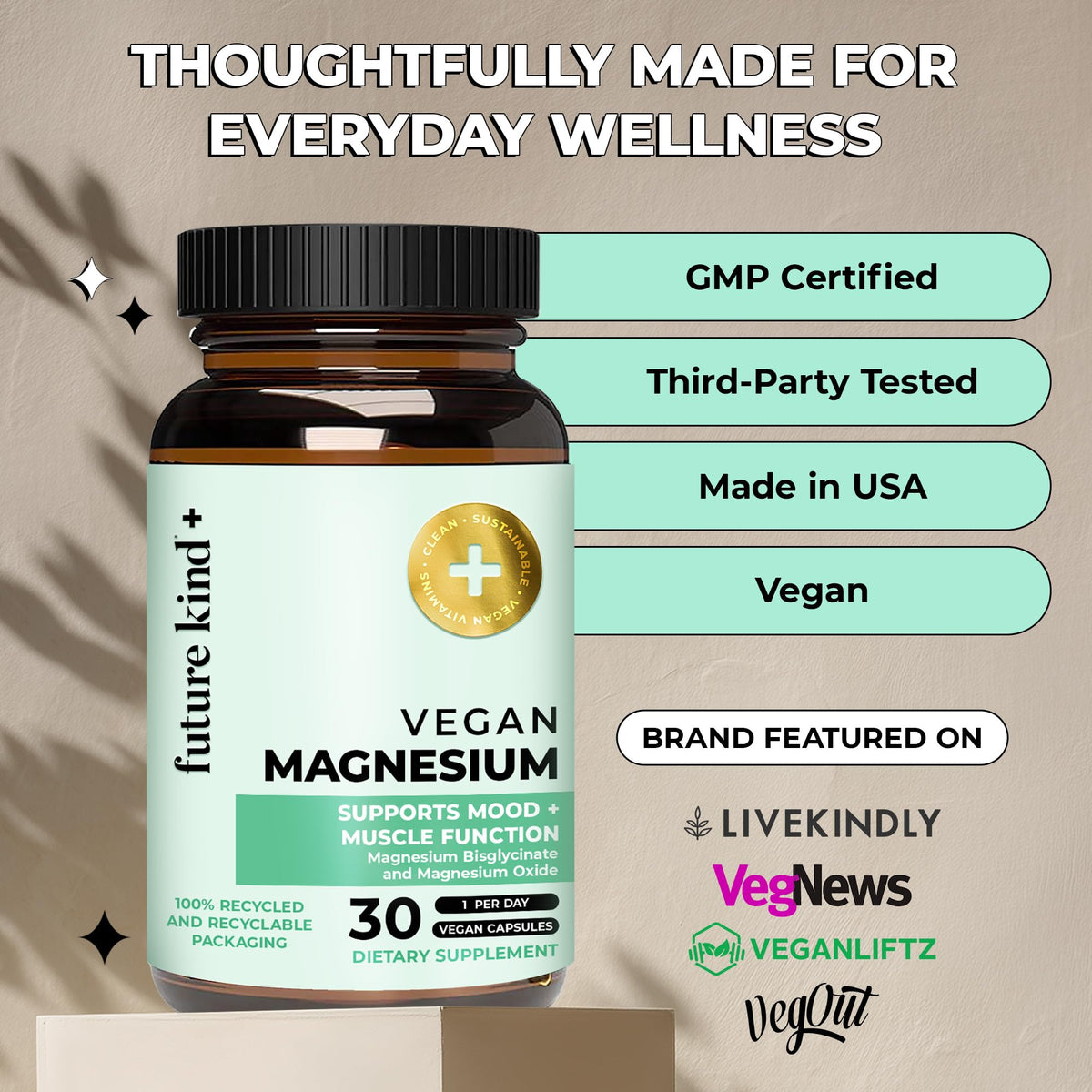 Future Kind Magnesium Glycinate for Sleep & Energy - 30 Capsules - image 5