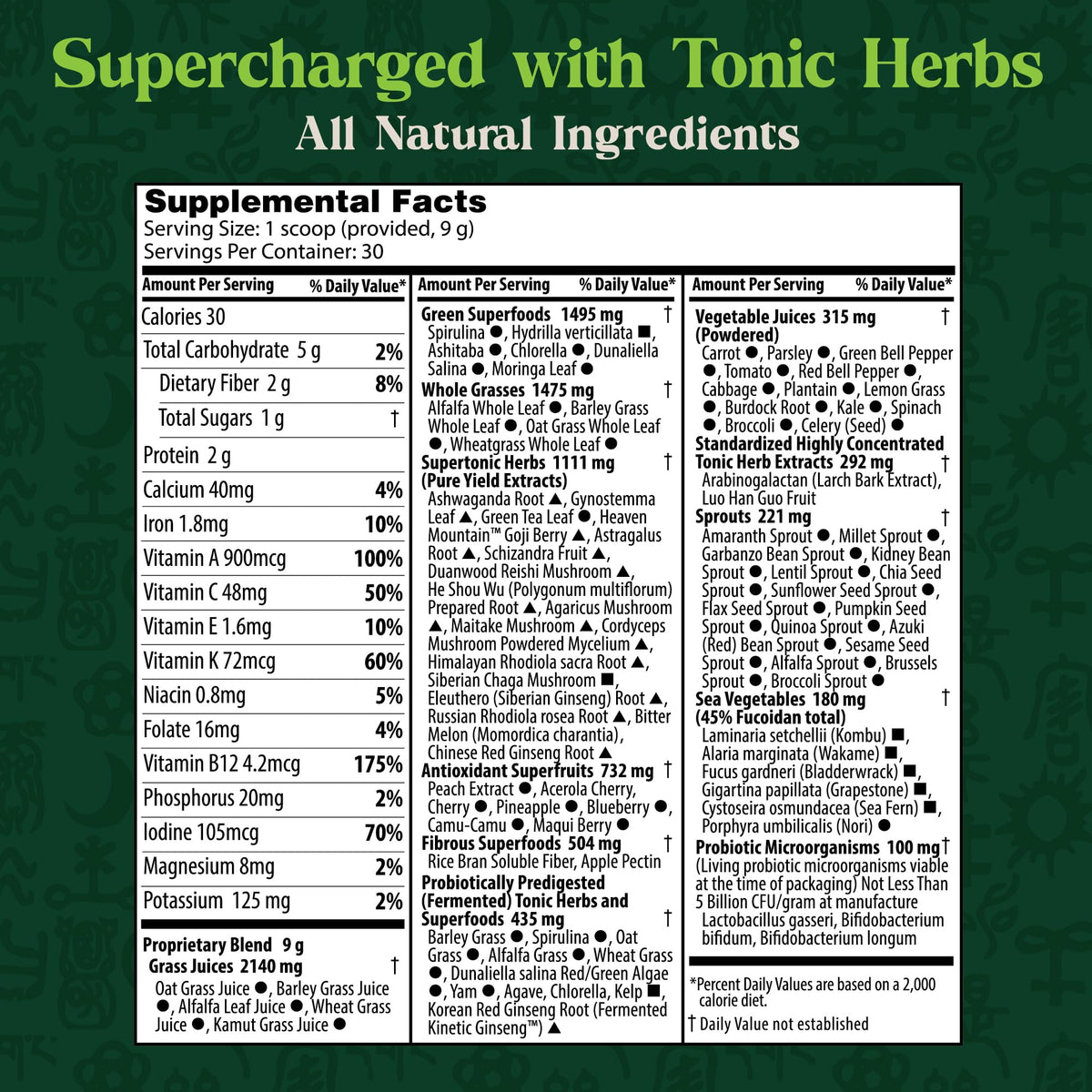 Dragon Herbs Tonic Alchemy Superfood Greens Powder - 30 Servings - image 2
