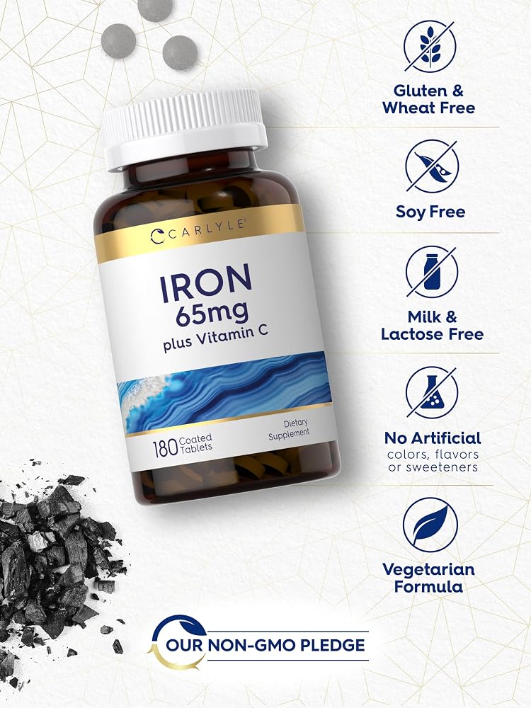 Carlyle Iron Supplement 65 mg with Vitamin C - 180 Tablets - image 5