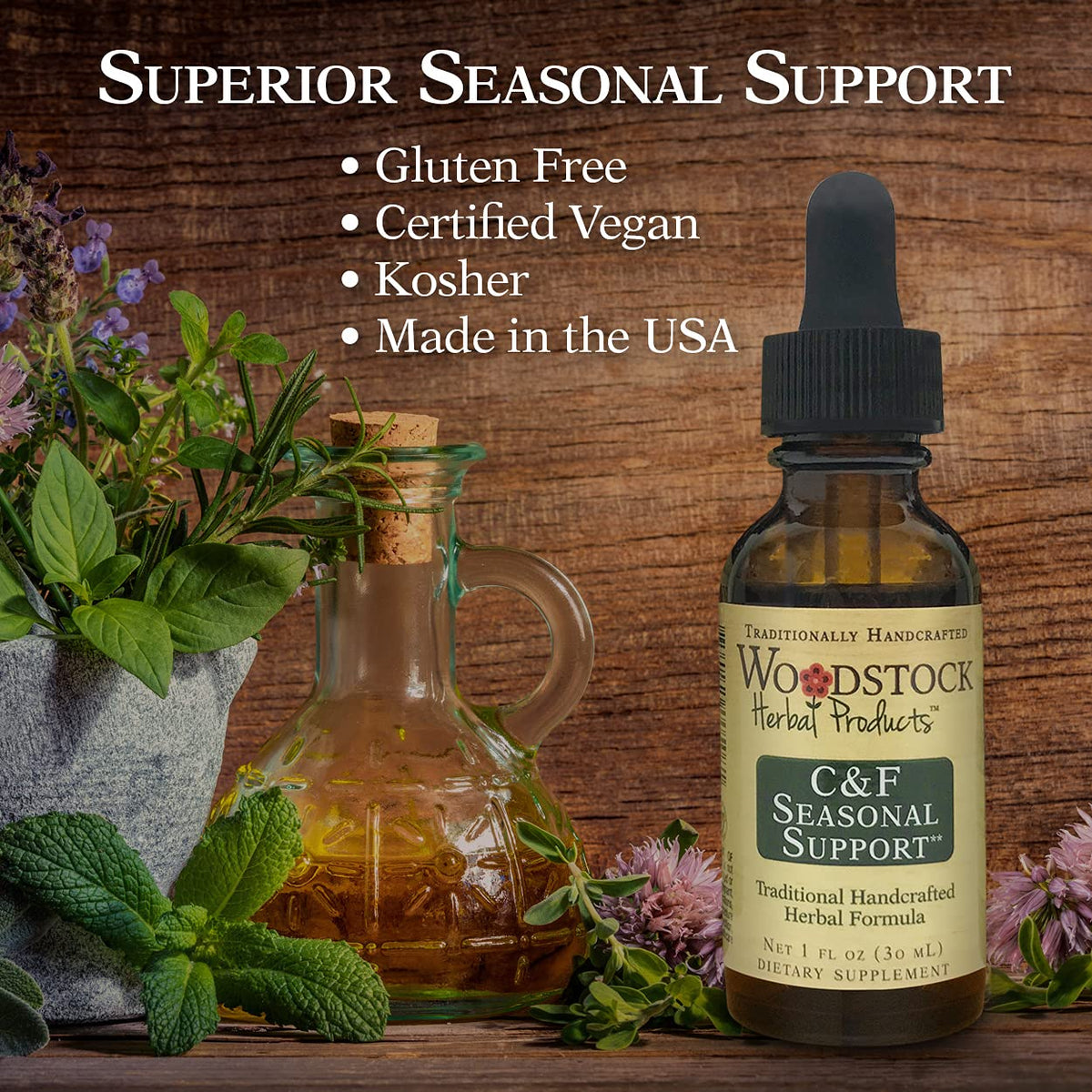 Woodstock Herbal Products, Cold Flu Seasonal Support, 1 Fl Oz - image 3