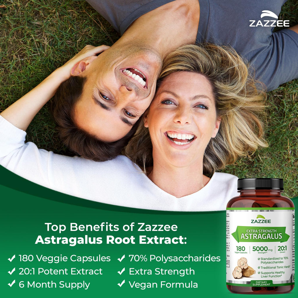 Zazzee Extra Strength Astragalus Root 20:1 Extract - 180 Capsules - image 3