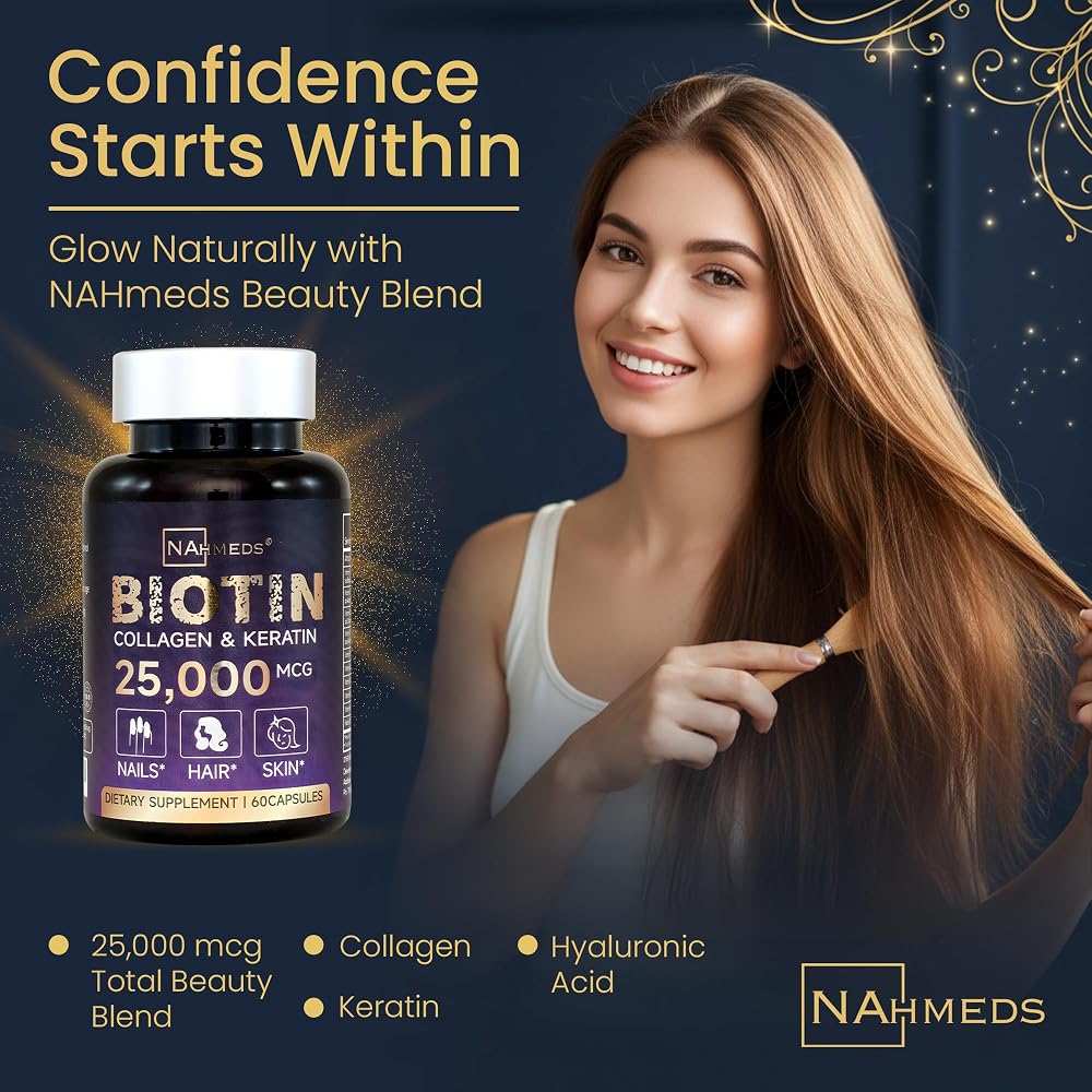 NAhmeds Biotin + Beauty Blend 25,000 mcg Hair, Skin & Nail Support - 60 Capsules - image 3