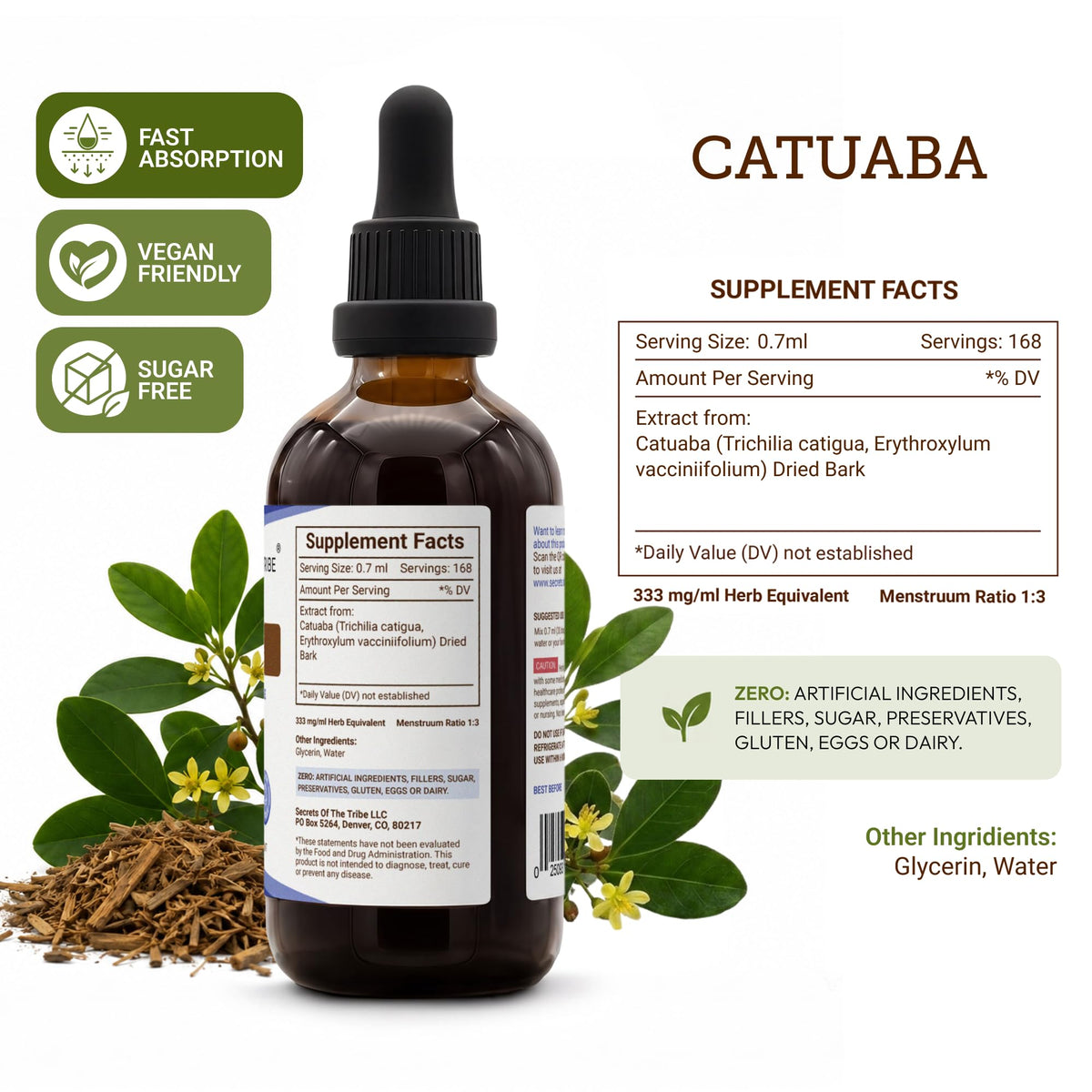 Secrets of the Tribe Catuaba Tincture Alcohol-Free Extract