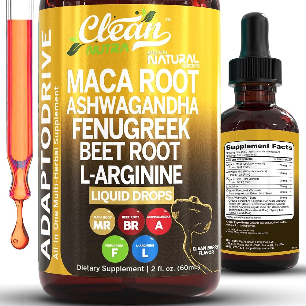 Clean Nutraceuticals Maca Root Liquid Drops with Ashwagandha - 2 Fl Oz