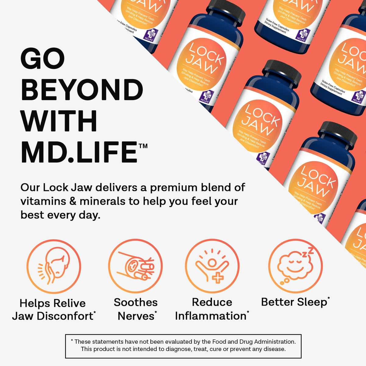 MD.LIFE Lock Jaw Assistance Double Strength - 60 Vegan Capsules - image 2