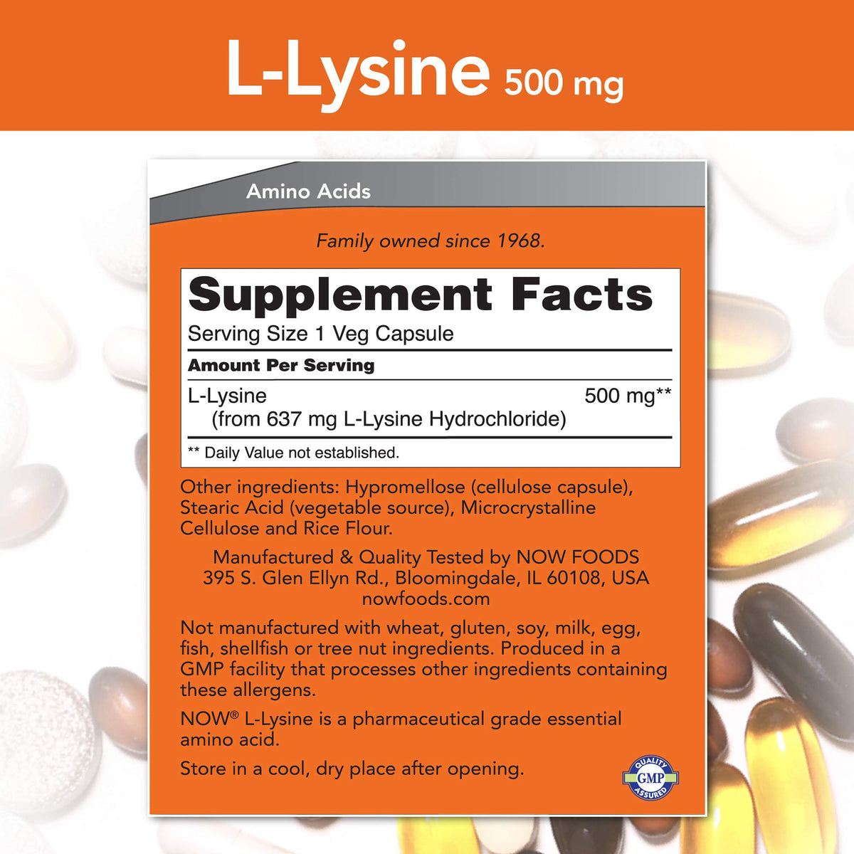 NOW Foods L-Lysine 500 mg - 500 Capsules - image 2