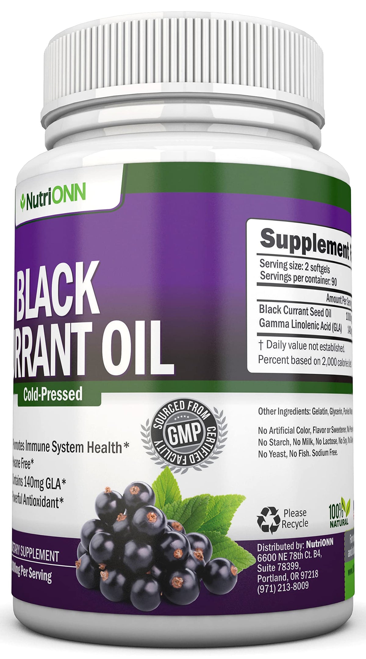 NutriONN Black Currant Oil 1000 mg - 180 Softgels - image 5