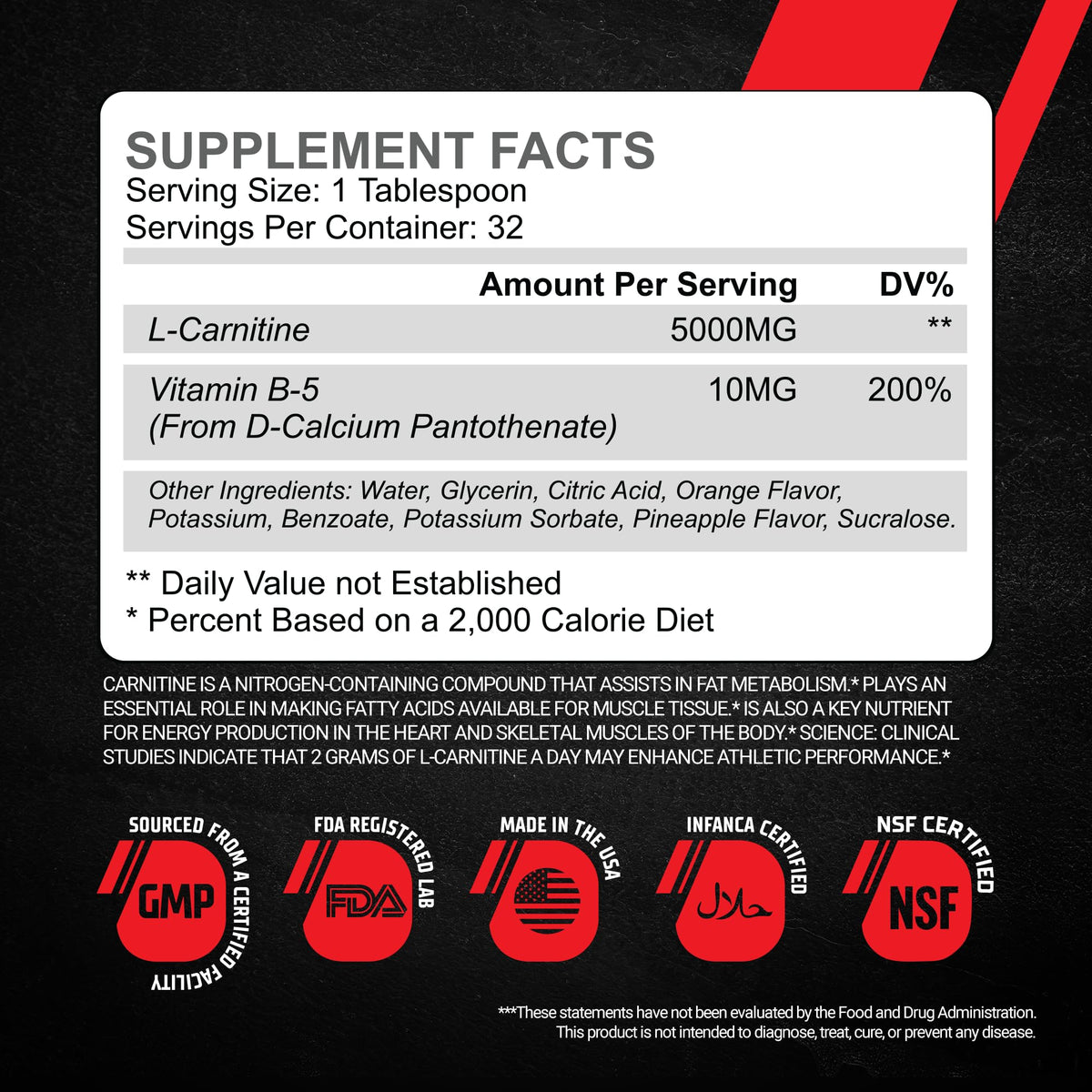 GMU Sport Liquid L-Carnitine 5000mg Orange Pineapple - 32 Servings - image 6
