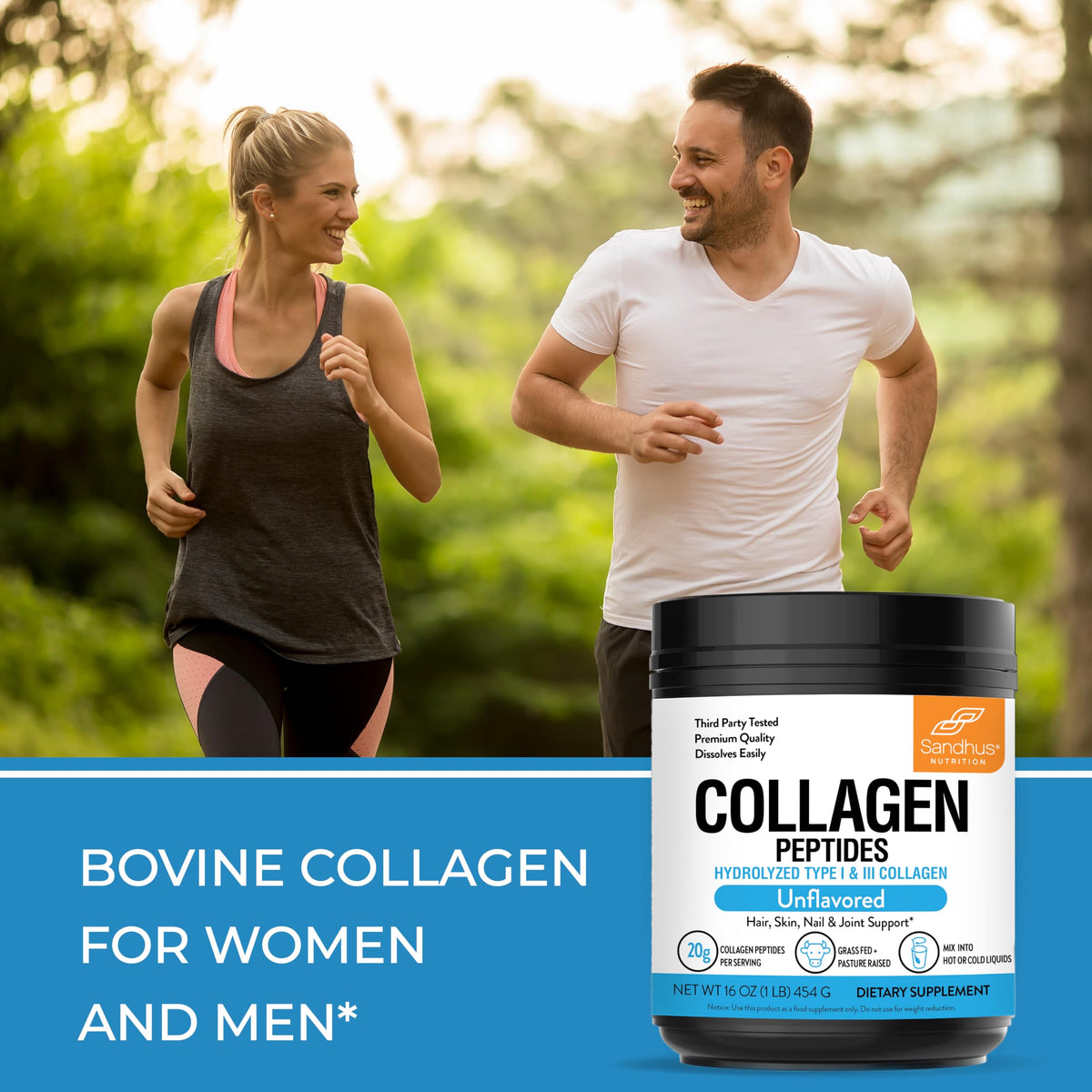 Sandhu's Grass-Fed Hydrolyzed Bovine Collagen Peptides Powder - 1 lb - image 7