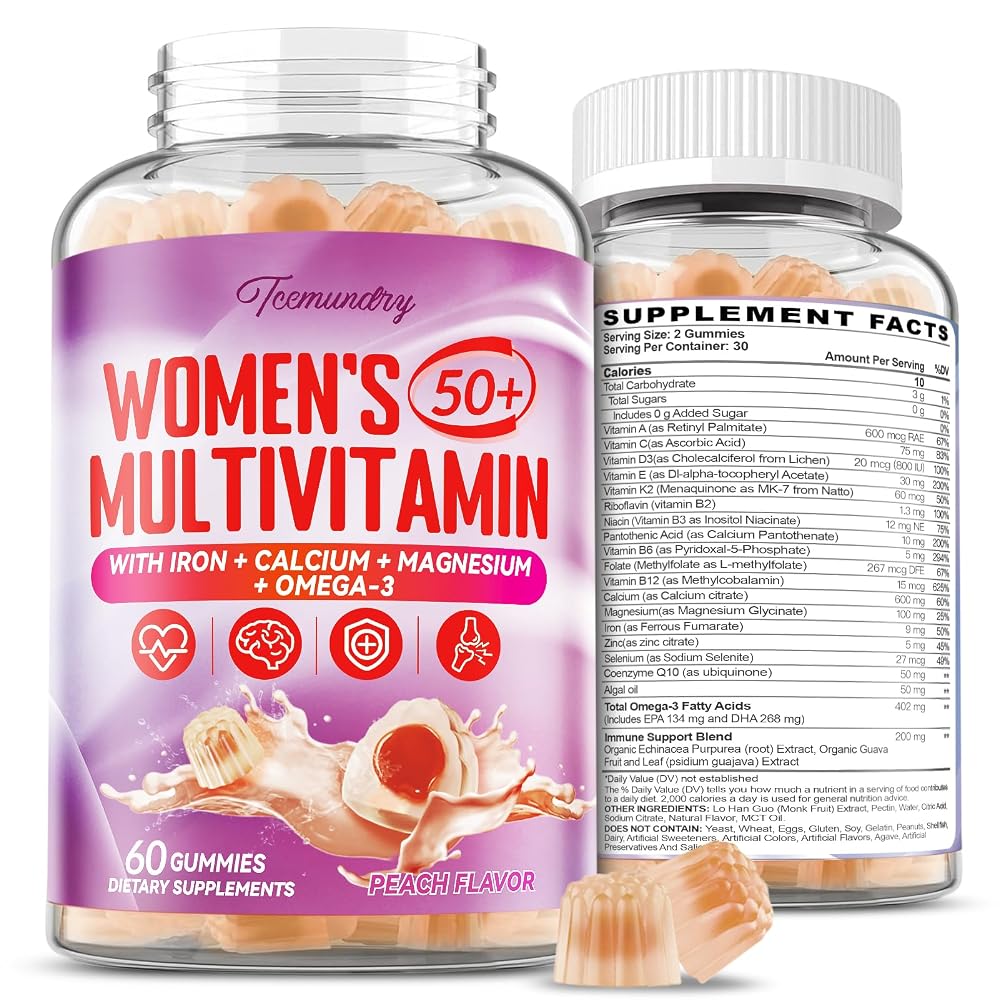 Tcemundry Multivitamin Gummies for Women 50 Plus - with Omega 3
