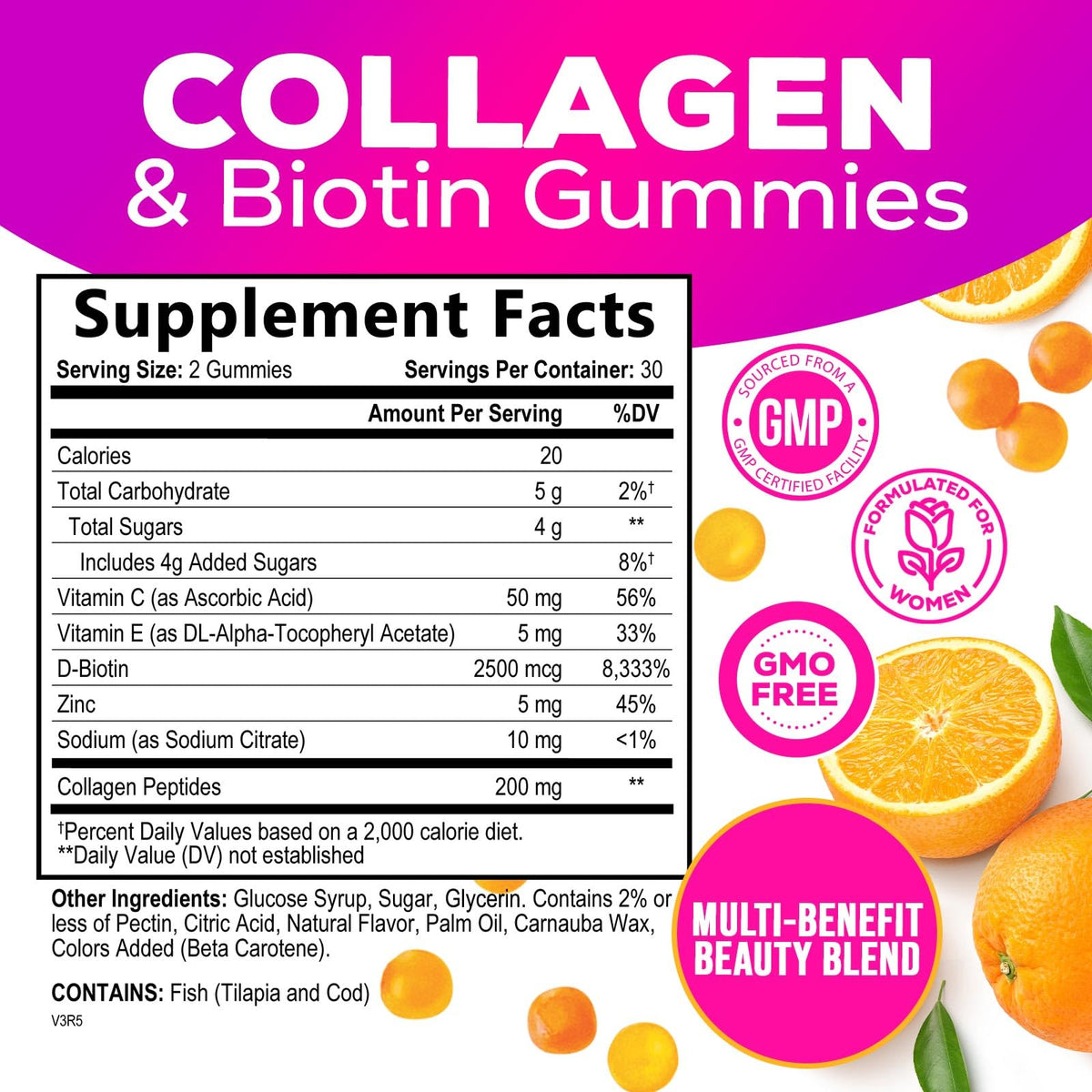 Nature's Nutrition Collagen Gummies - 2500mcg Biotin - Complete