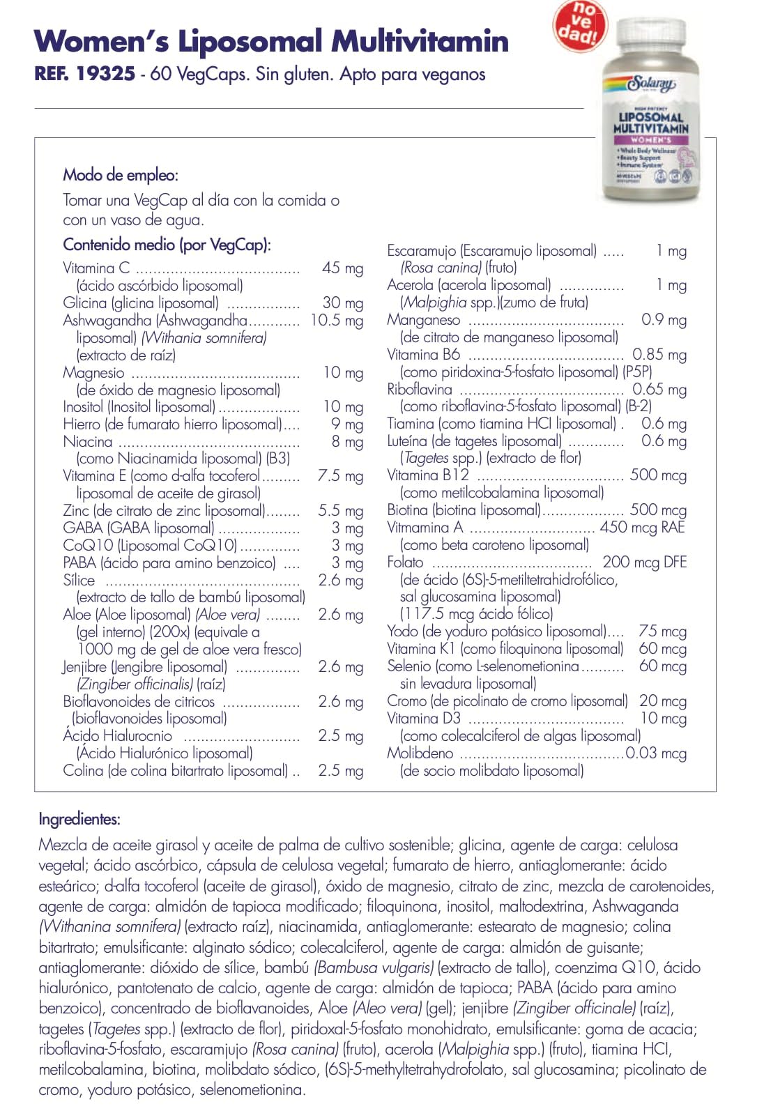 SOLARAY Liposomal Multivitamin with Enhanced Absorption