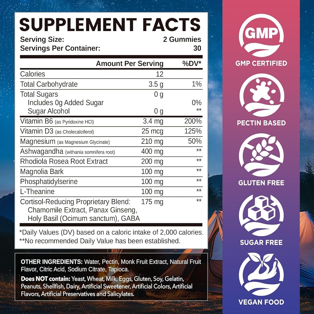 NATISLAND Cortisol Gummies Stress Relief - 60 Count - image 2