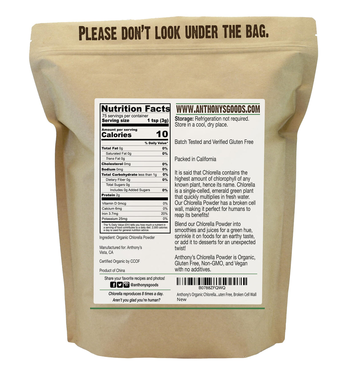 Anthony's Organic Chlorella Powder - 8 oz - image 2
