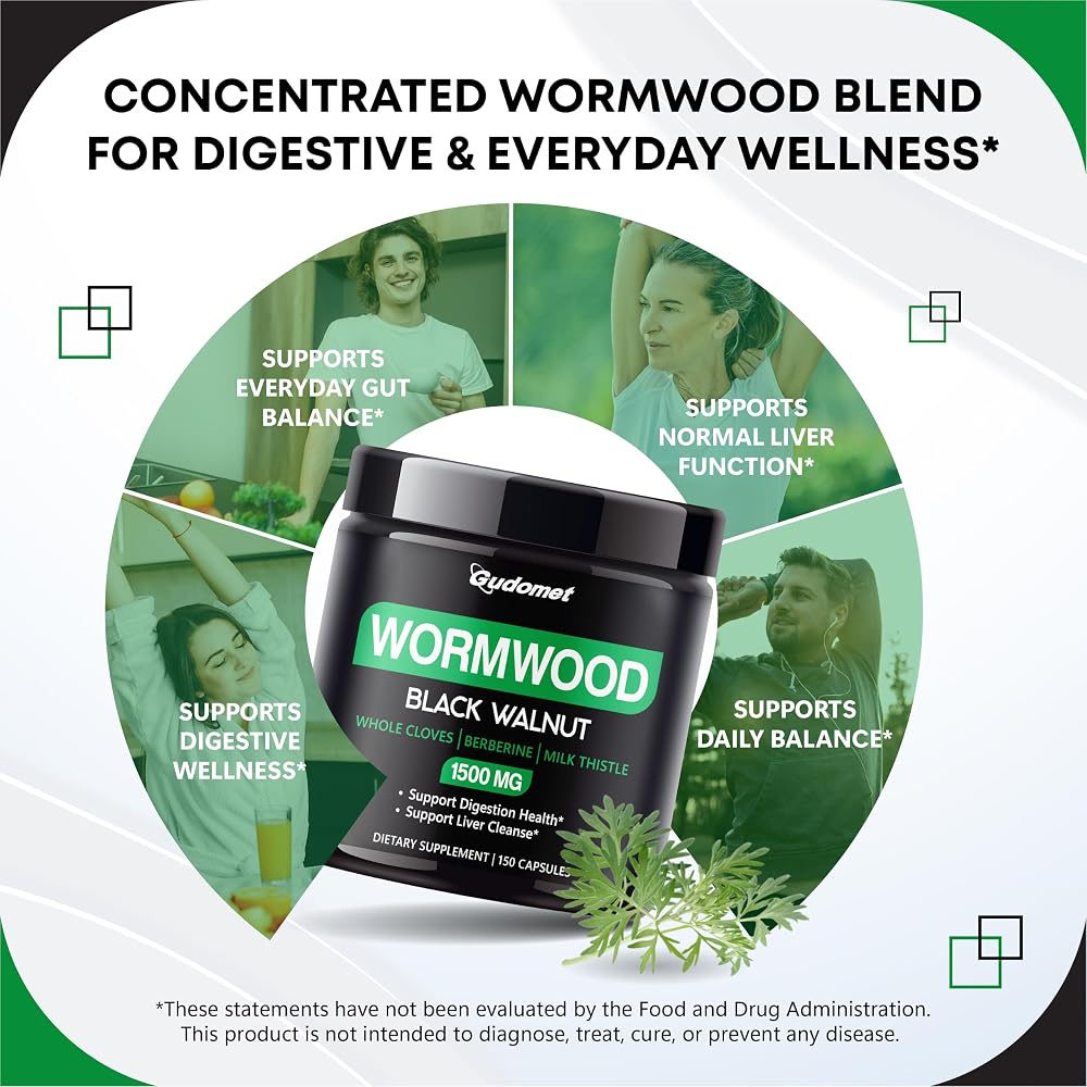GUDOMET Wormwood Complex 1,500 mg Digestive Support - 150 Capsules - image 3