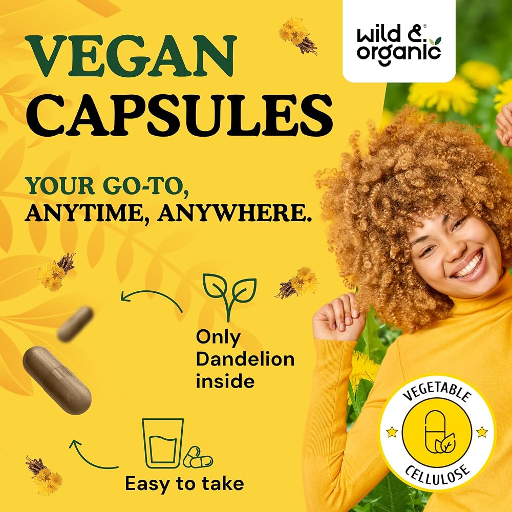 Wild & Organic Dandelion Root Capsules Liver Support - 120 Capsules - image 4