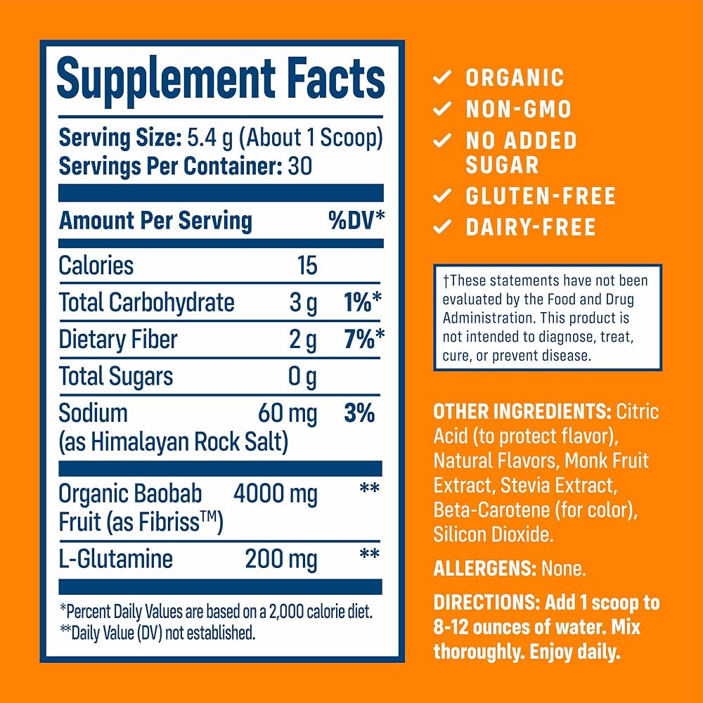 NativePath Baobab Prebiotic Fiber Orange Sugar-Free - 30 Servings - image 5