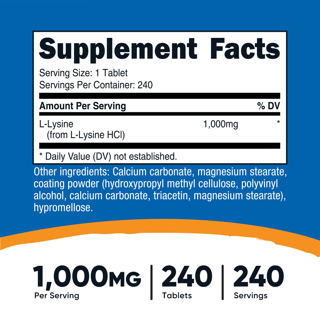 Nutricost L-Lysine 1000mg