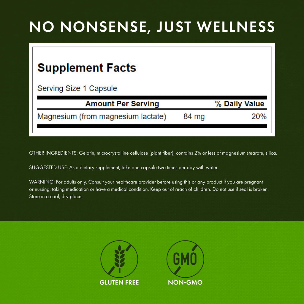 Swanson Magnesium Lactate Mineral Supplement Promoting Muscle
