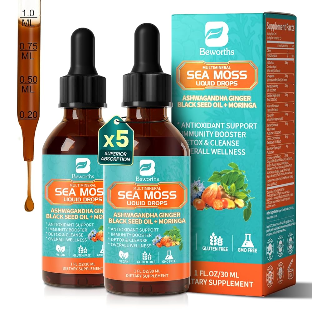 B BEWORTHS 2PACK Sea Moss Drops - Irish Sea Moss Chlorophyll Liquid