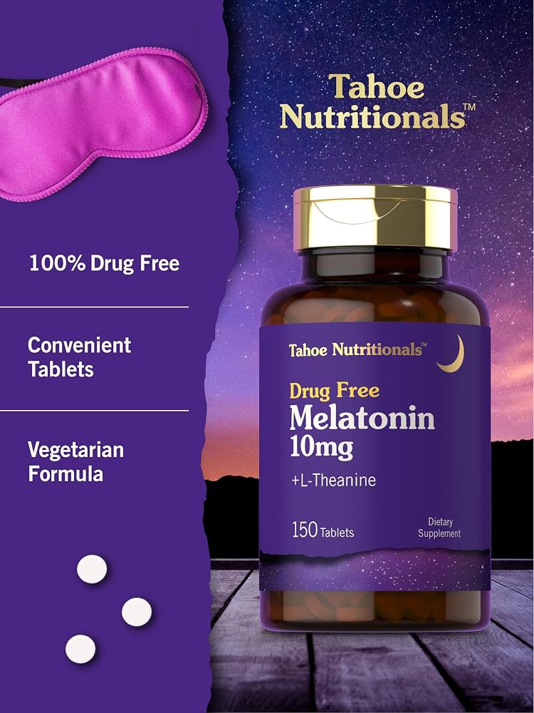 Tahoe Nutritionals Melatonin 10mg with L-Theanine - 150 Tablets - image 4
