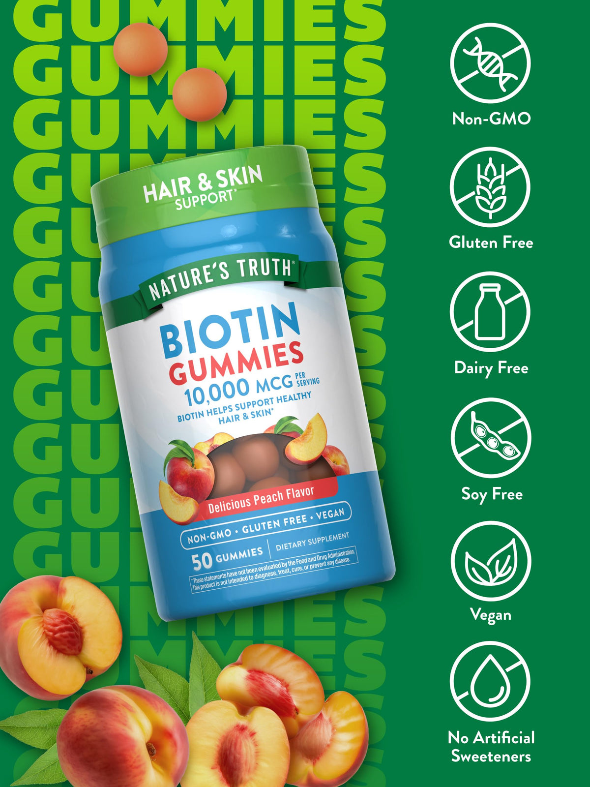 Nature's Truth Biotin Gummies 10000mcg - 50 Count - image 3