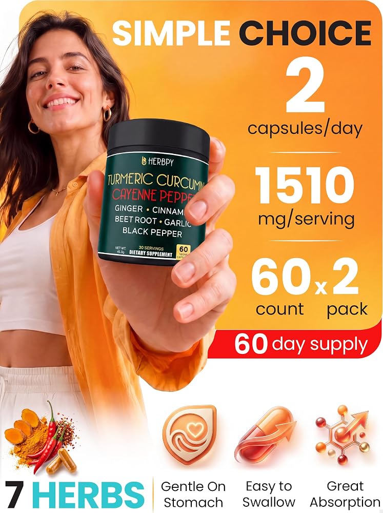 Herbpy 7in1 Cayenne Pepper and Turmeric Supplement - 120 Capsules - image 4
