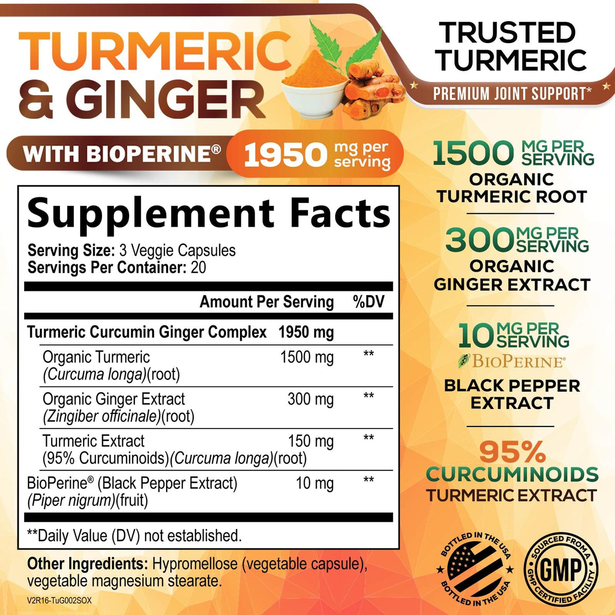 Nature's Nutrition Turmeric Curcumin Supplement - 95% Curcuminoids