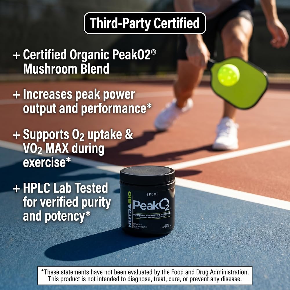 NutraBio Peak O2 Mushroom Powder - 120g - image 4