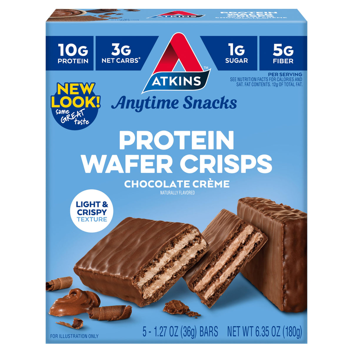 Atkins Chocolate Crème Protein Wafer Crisps, 4g Net Carb - 5 Count