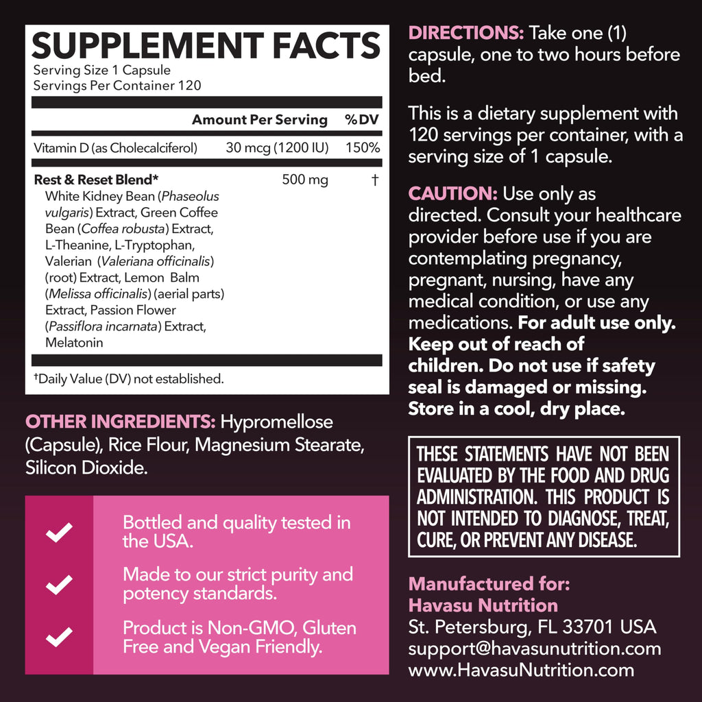 HAVASU NUTRITION Night Time Fat Burner Capsules for Women