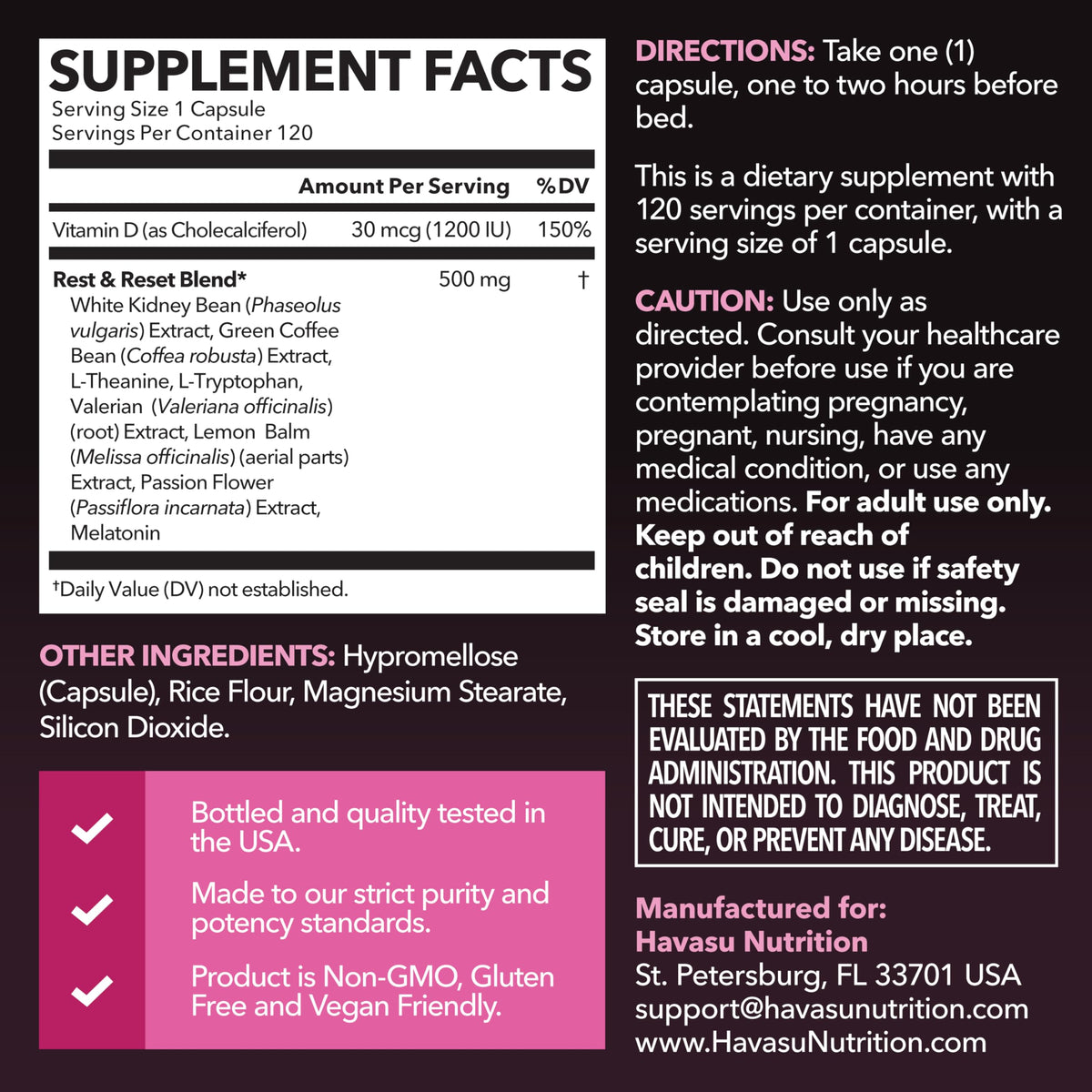 HAVASU NUTRITION Night Time Fat Burner Capsules for Women
