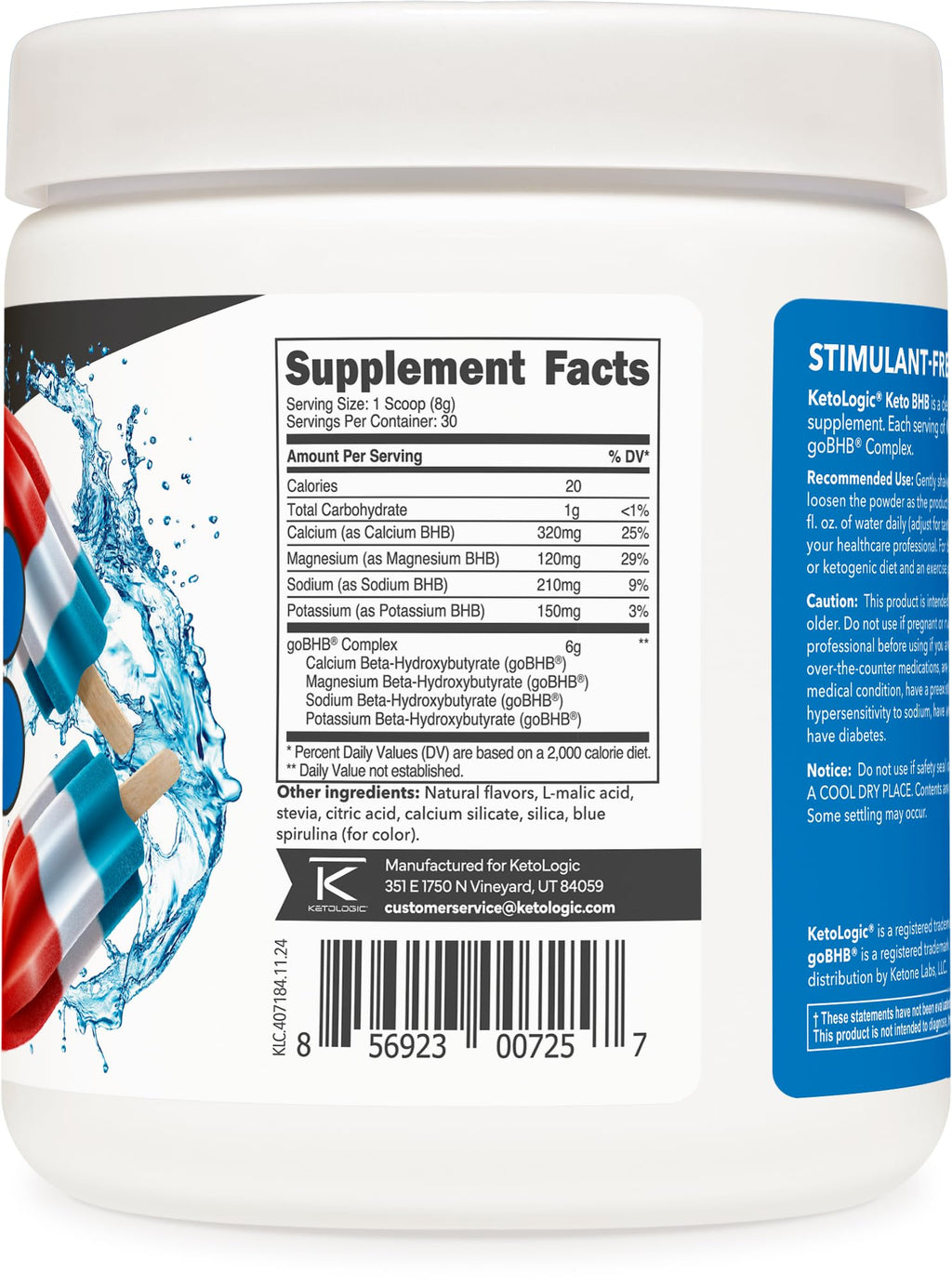 Ketologic Keto BHB Ketone Supplement (30 Servings) - Suppresses