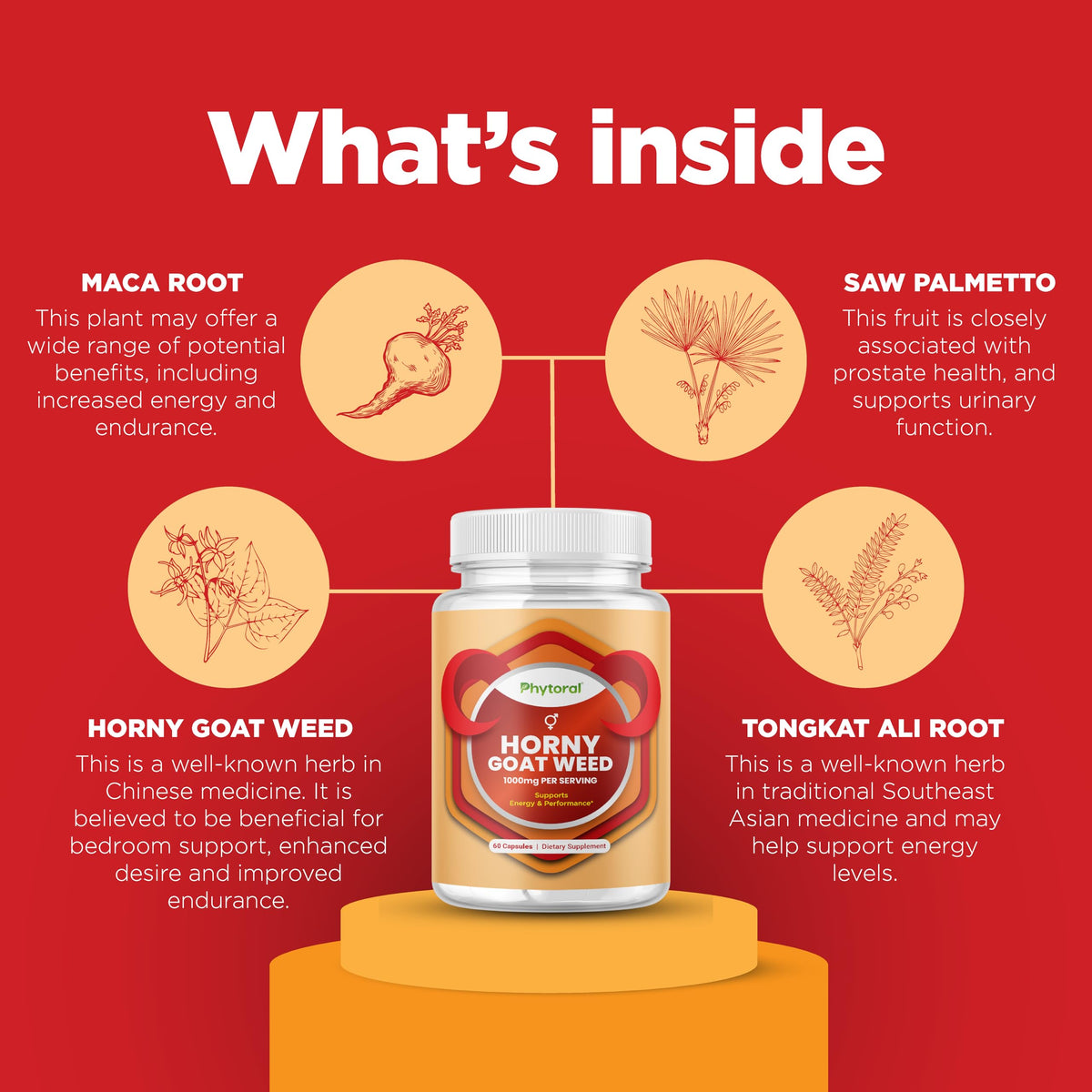 Phytoral Horny Goat Weed Extract with Maca & Tongkat Ali - 60 Capsules - image 3