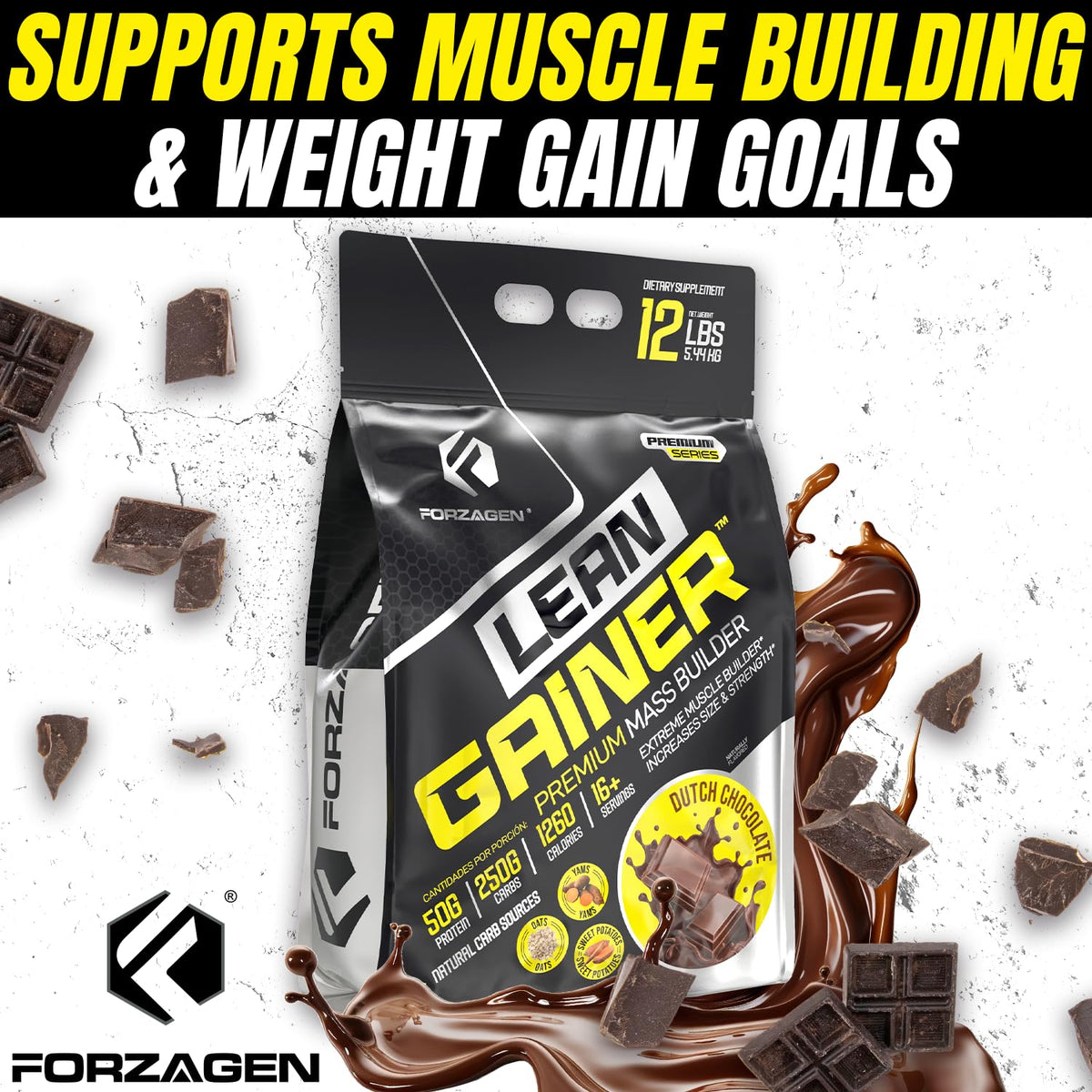 Forzagen Lean Gainer Premium Mass Builder Protein Powder - 12 lbs - image 5