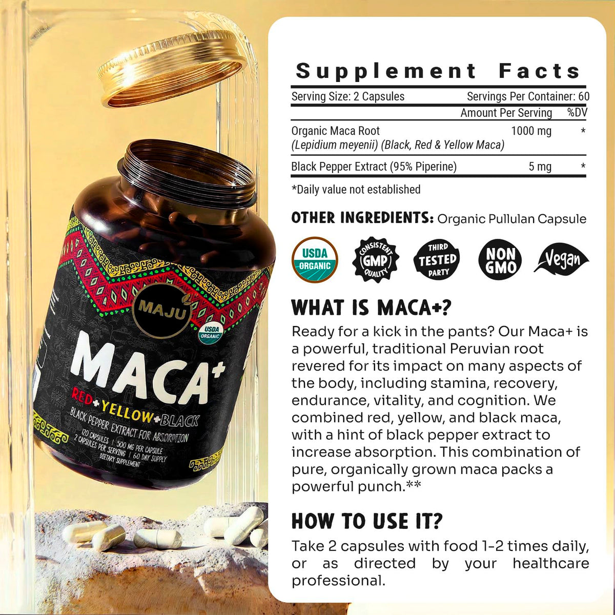 Maju Superfoods 4-in-1 Maca Root Capsules - 120 Count - image 6