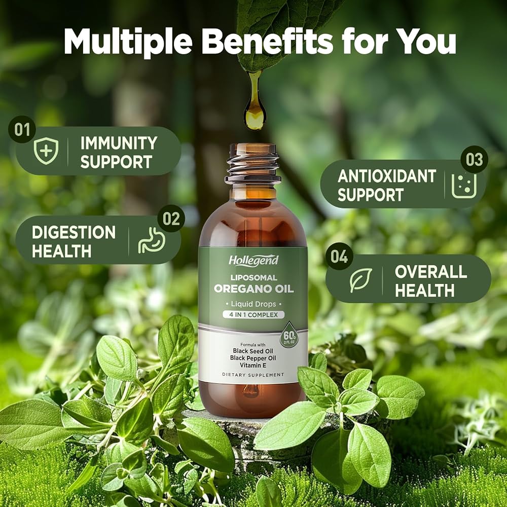 HOLLEGEND Liposomal Oregano Oil Liquid Drops Immune Support - 60ML - image 3
