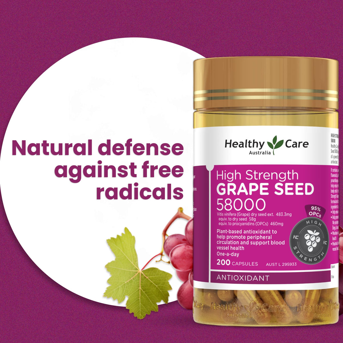 Xllent Healthy Care Grape Seed Extract 58000 - 200 Capsules - image 2