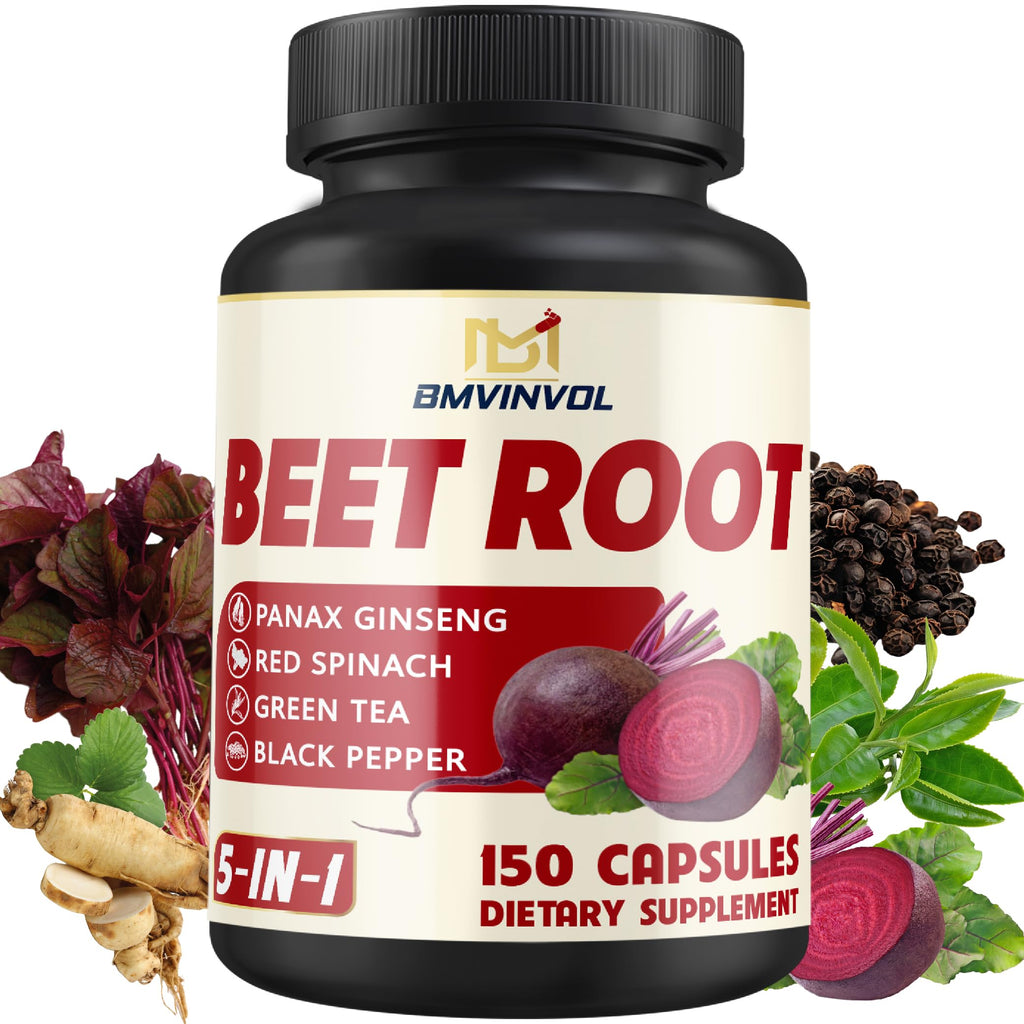 BMVINVOL Beet Root, Green Tea, Red Spinach, Ginseng Complex - 150 Capsules