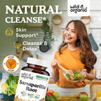 Wild & Organic Sarsaparilla Root 1000mg Capsules - Skin & Detox