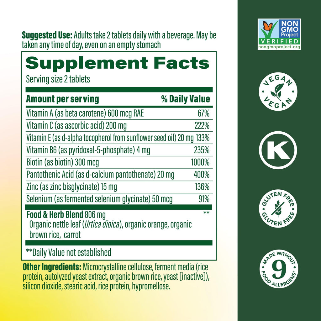 MegaFood Skin, Nails & Hair 2 - Vitamins for Women & Men - Biotin